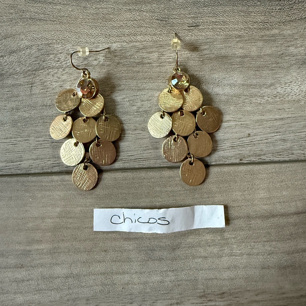 Chico's Shimmering Gold Disc Earrings